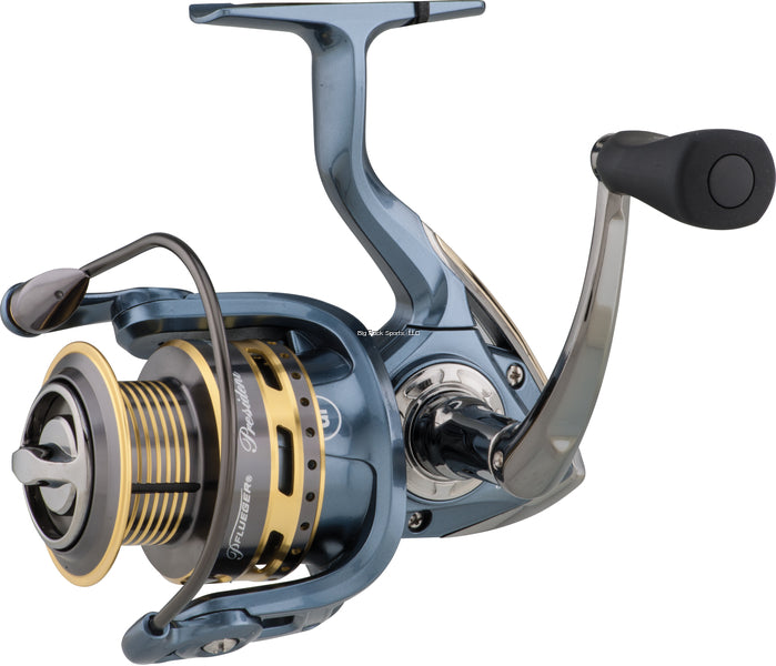 Pflueger PRESSP25X President 25 Size,Front Drag, 10 Brg. 5.2:1 Ratio. 110 yds 4lb.test, Aliminum Spool R/L Retreive