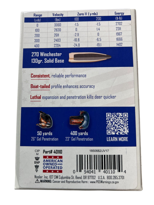 NOSLER WHITETAIL COUNTRY, 270 Win