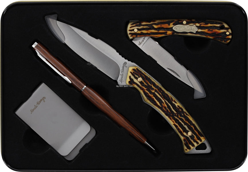 Uncle Henry 1200442 Fixed and Folder Knife Combo w/ Money Clip and Pen