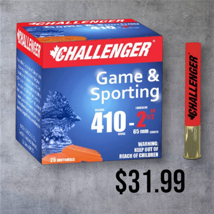 *****NEW*****  Challenger Ammo 10064 Standard 1006 Shotshell 410 GA, 2-1/2 in, No. 4, 1/2 oz, 1200 fps, 25 Rnd per Box