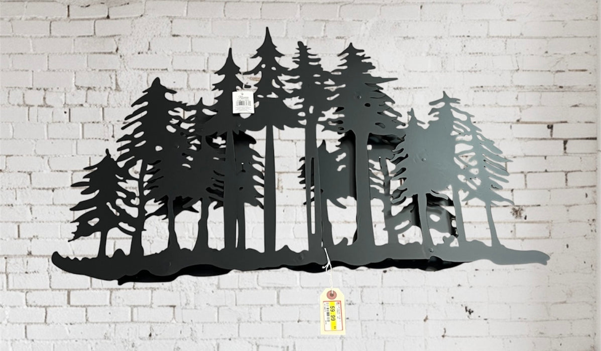Metal Black Pine Trees Forest Wall Decor