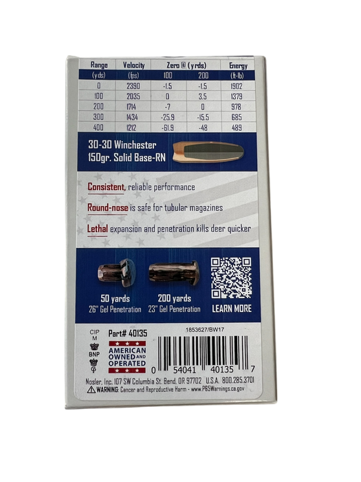 NOSLER WHITETAIL COUNTRY 30-30 WIN.