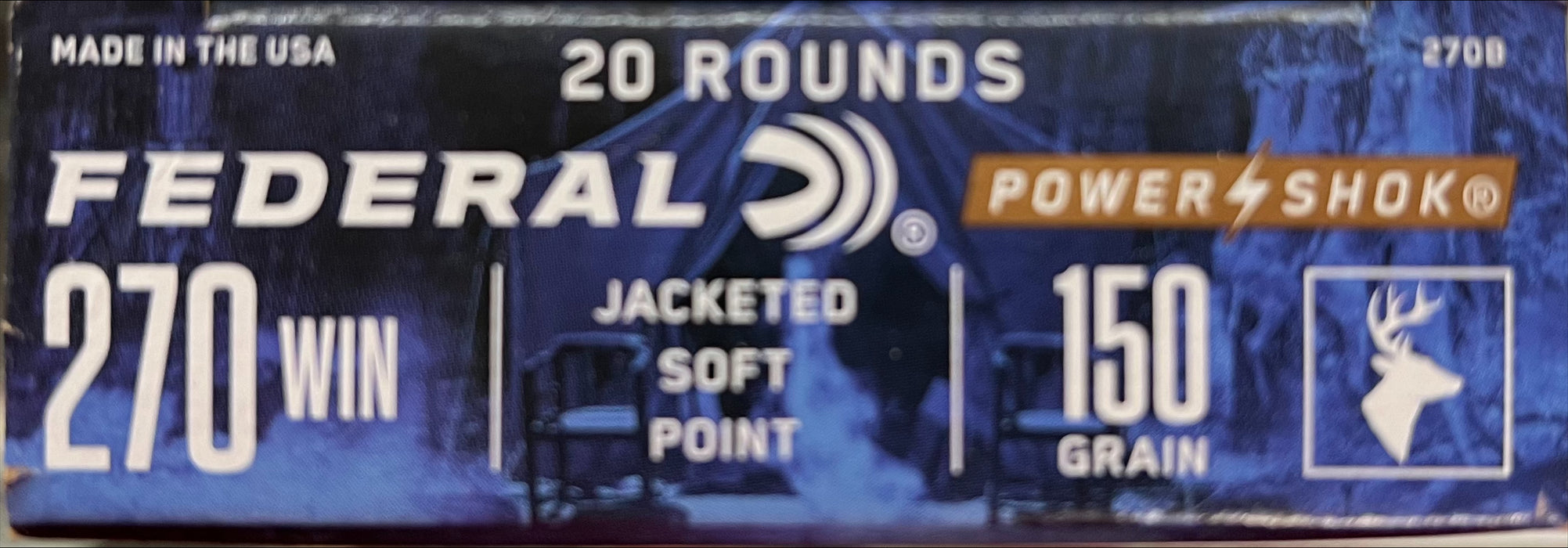 Federal 270B Power-Shok Rifle Ammo 270 WIN, SP RN, 150 Grains, 2830 fps, 20, Boxed